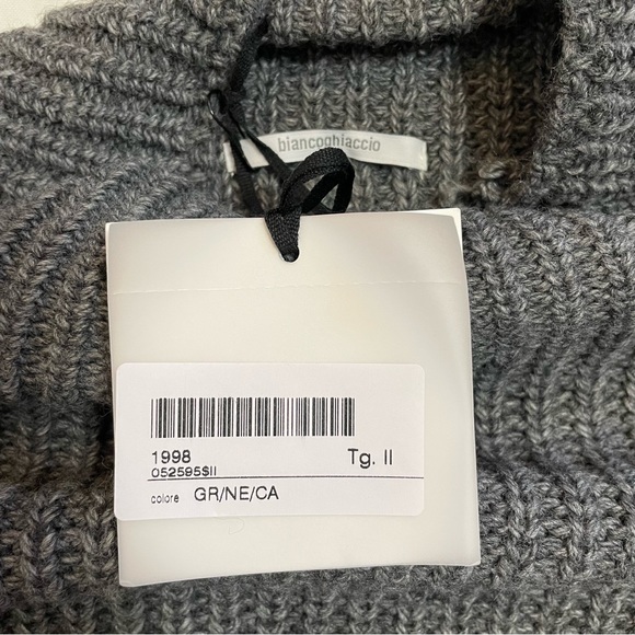 NWT New $262 BIANCOGHIACCIO Colorblock Wool Blend Sweater Size M Made In Italy - Picture 8 of 11